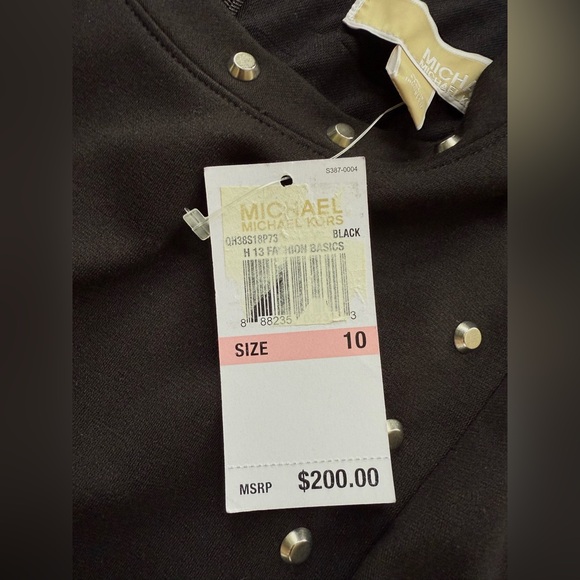 Michael KORS Black w Silver Metal Studs Bodycon Sexy Dress Women’s Sz 10 NWT - Picture 3 of 7